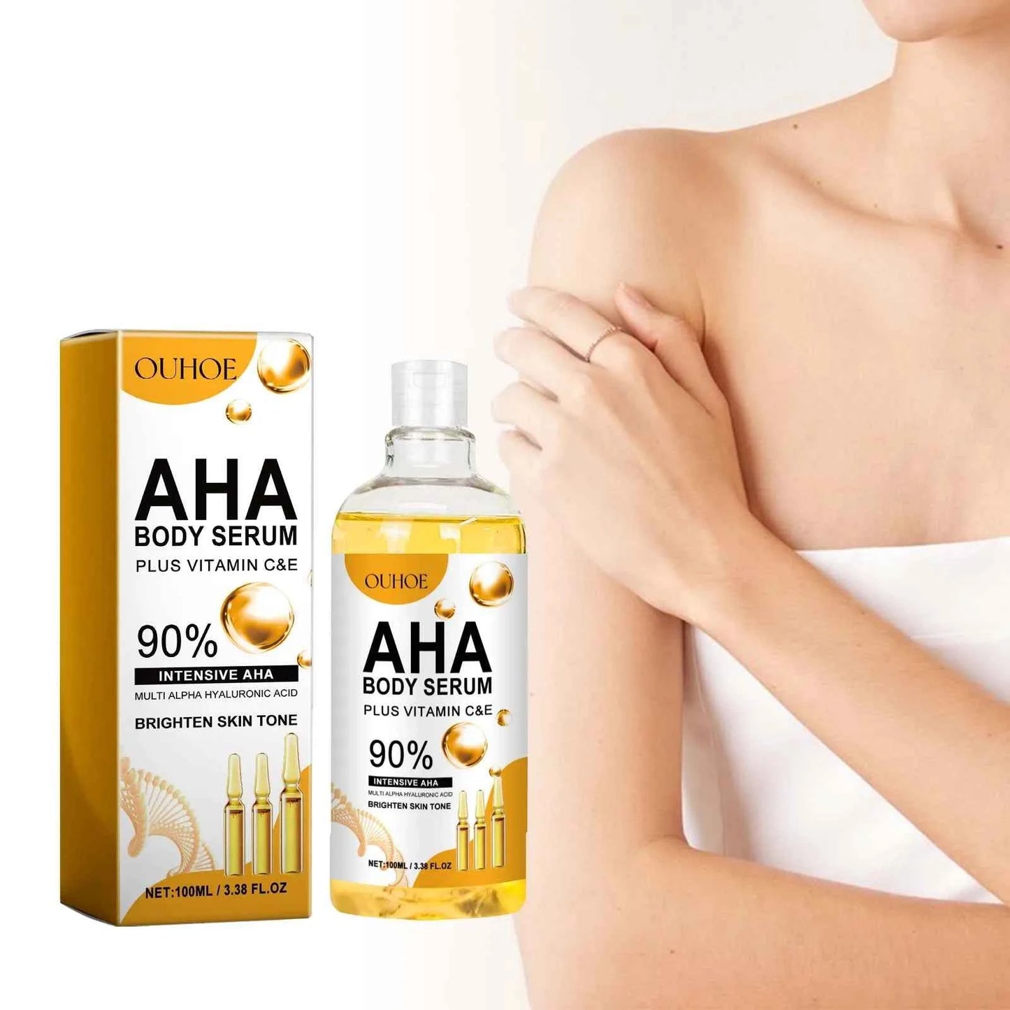AHA Body Serum Collagen Moisturizing Spots Eraser Corrector Shrink Pore Repair Lighten Body Face Skin Care Hydrating Face Serum
