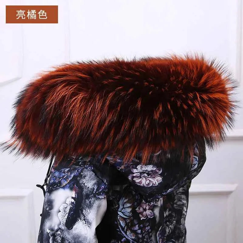 Raccoon Fur Collar 100% Real Fur Fashion Scarves For Ladies Neck Warmer Women Winter Natural Fur Scarf Decor White Fur Scarf