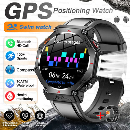 2026 New T-REX3 GPS Smart Watch AMOLED 10ATM Waterproof Compass Tactics Flashlight Voice Call Sports Men Fitness Swim Bracelet