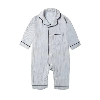 Baby Sleepwear for Boy Girl Organic Cotton White Romper Newborn Pajama Muslin Long-sleeved Onesie Kids Clothe Toddler Jumpsuit - AMULET RING STORE