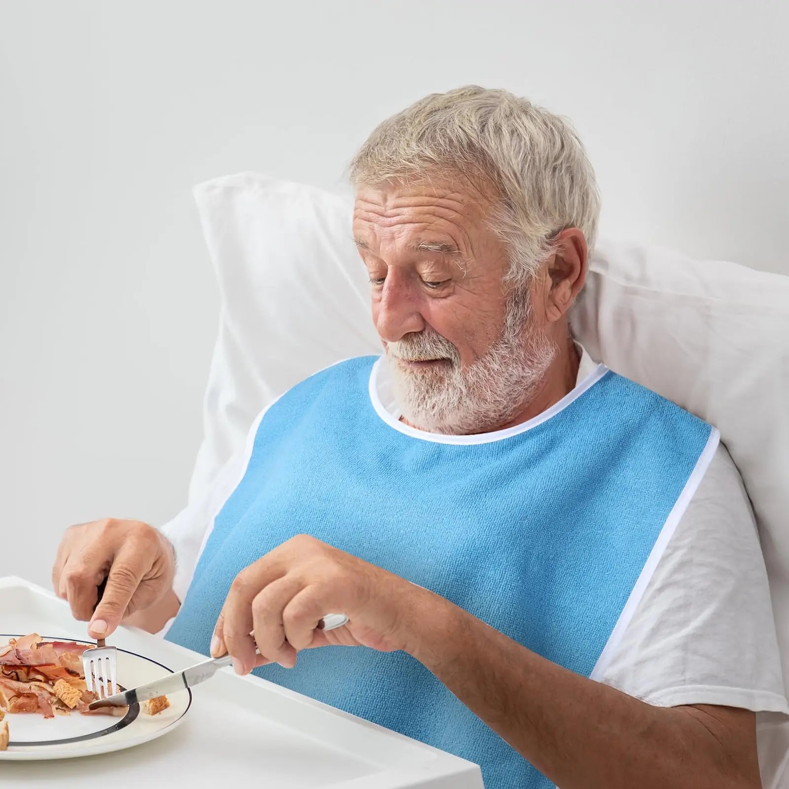 Adult Bibs for Eating Dining Clothing Protector for Elderly and Adults Adjustable Thick Fleece Machine Washable Towel Mouth Wipe - AMULET RING STORE