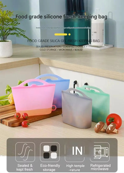 Silicone Zipper Bag,Reusable Multifunctional Fresh-keeping Storage Bag,Refrigerator Cooler Bags,Picnic Box(1000ml;1200ml) - AMULET RING STORE