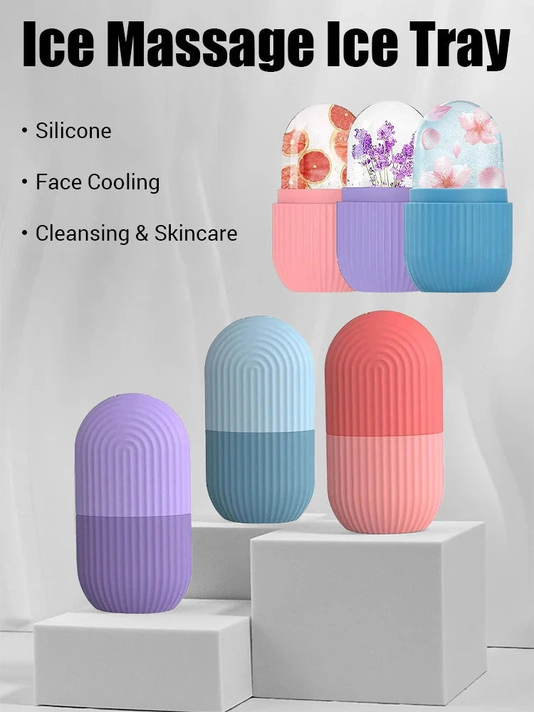 Silicone Cube Tray Shape Face Facial Ice Roller Massage Face Massage Roller Frozen Facial Reusable Ice Roller Beauty  Skin care