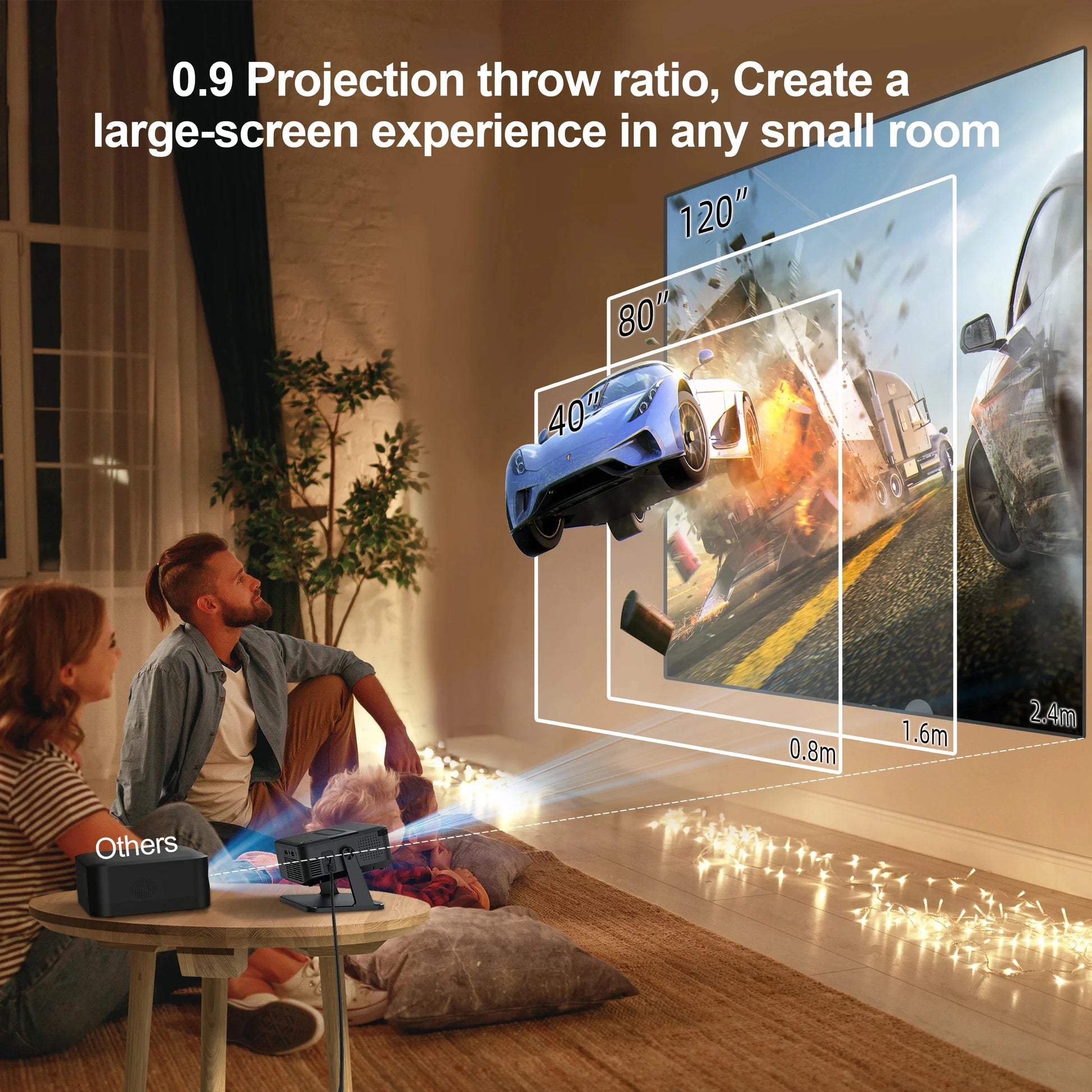 WESOPRO Mini Projector Smart 4K Portable with Wifi 6 Bluetooth 5.0 Android 11 Automatic Keystone for Home Theater Entertainment