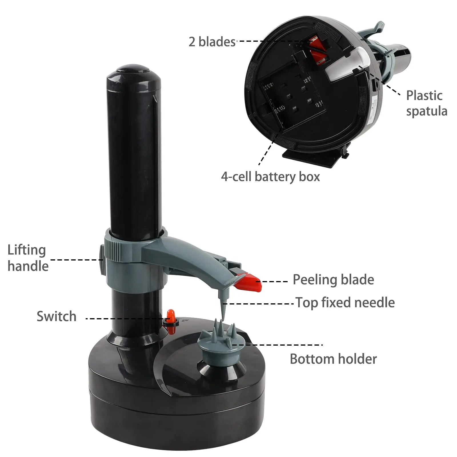 Electric Spiral Potato Peeler Automatic Apple Peeler, Smart Vegetable Fruit Peeler Machine, Kitchen Accessories Peeling Tool - AMULET RING STORE