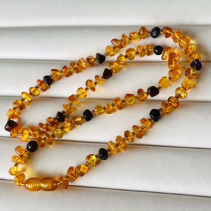 Natural Amber Necklace Chokers Women Healing Gemstone Fine Jewelry Genuine Baltic Amber Tumbled Stone Beaded Necklaces