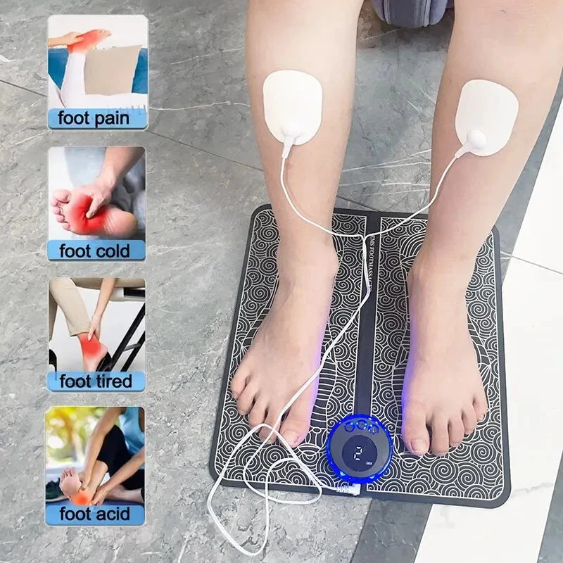 Electric EMS Foot Massager Pad Relax Feet Leg Muscle Massager Matt Shock With Remote and Pads - AMULET RING STORE