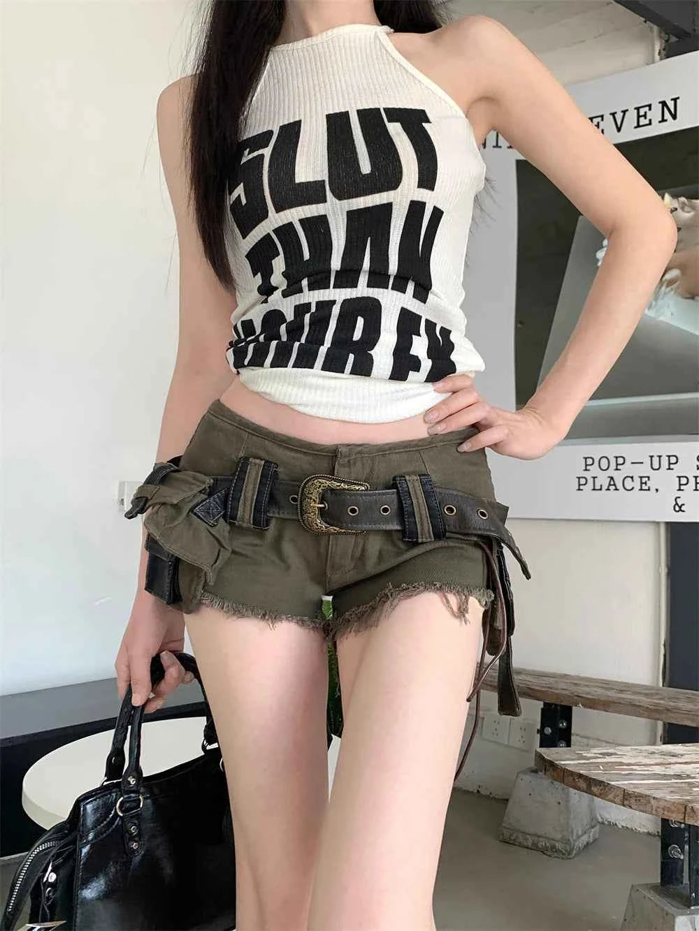 Summer Women Goblin Core Abi Y2k Streetwear Gyaru Cargo Denim Shorts Japanese Harajuku Jean Hot Pants Grunge Kpop Cyber Punk