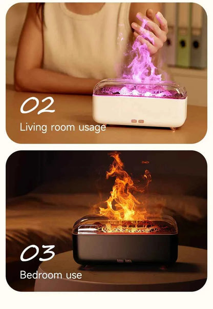 Flame Essential Oil Diffuser with Colorful Night Lights 300ML USB Home Ultrasonic Aromatherapy Fragrant Oil Humidifier Vaporizer