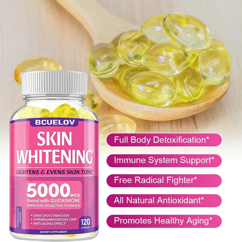 Bcuelov Collagen + Glutathione + Vitamin C Skin and Facial Health - Antioxidants - - 120 Vegetarian Capsules - AMULET RING STORE