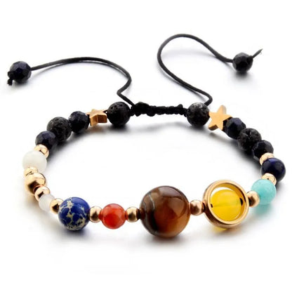 New Cosmic Galaxy Solar System Bracelet Female Transfer Beads Eight Planets Natural Hand-woven Yoga Bracelet Jewelry Accessories