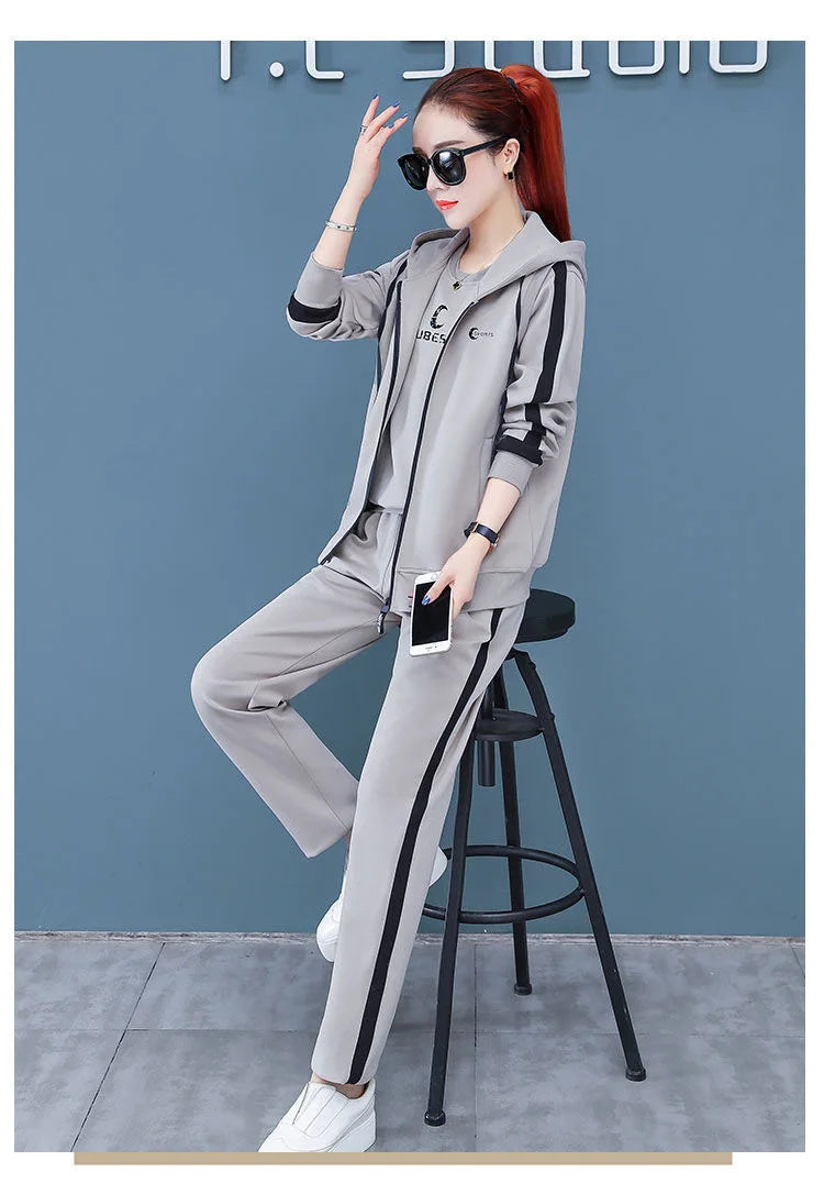 Spring Autumn Women Tracksuit Coats+Sweatshirts+Pants 3Pcs Suit Fashion Outfits Ladies Casual Clothing Sets Loose Sportswear