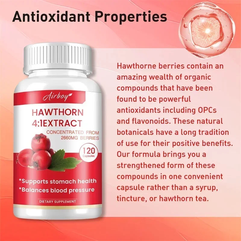 Hawthorn Berry Extract Capsule - Supports Digestive Health, Promotes Energy Production, Blood Circulation, and Boosts Immunity - AMULET RING STORE