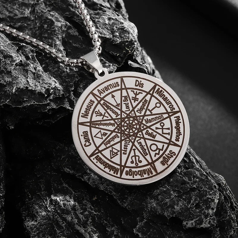 Seven Archangels Seal Necklace Pendant Solomon's Four-Word Seal Amulet Necklace