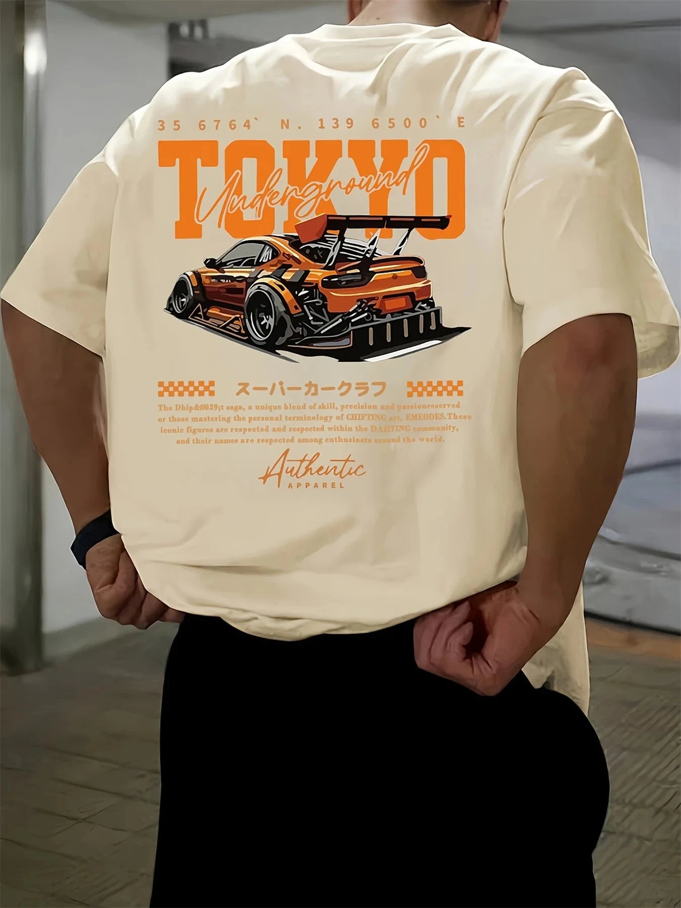 Men's Summer 100% Cotton Fashionable Casual Loose Large Size Japanese Tokyo Pattern Printed Round Neck Short Sleeve T-shirt Top - AMULET RING STORE