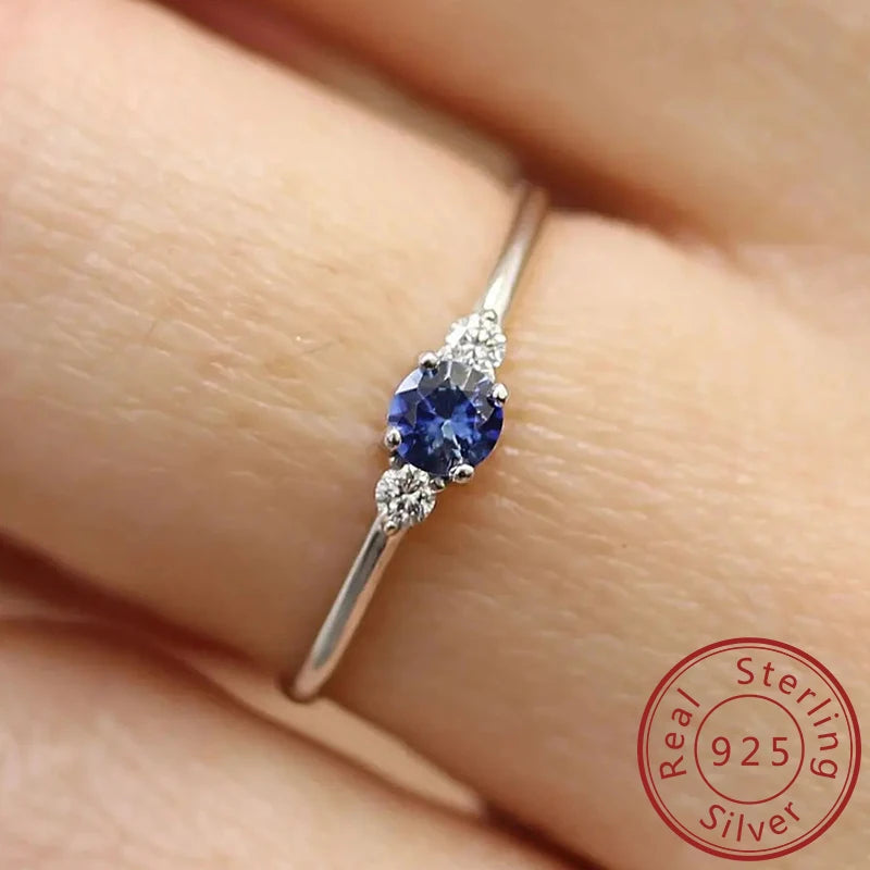 100% 925 Sterling Silver 3 Color Hot Sale Simple Color Ice Crystal Sapphire Ring Female zircon Rings For Women gold color Jewelr