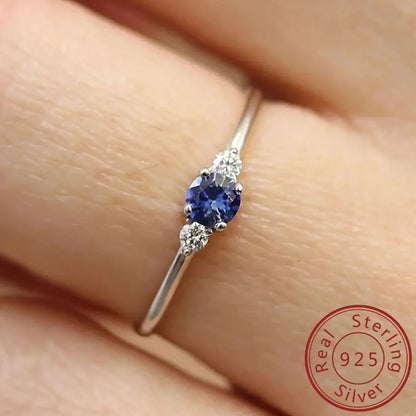 100% 925 Sterling Silver 3 Color Hot Sale Simple Color Ice Crystal Sapphire Ring Female zircon Rings For Women gold color Jewelr