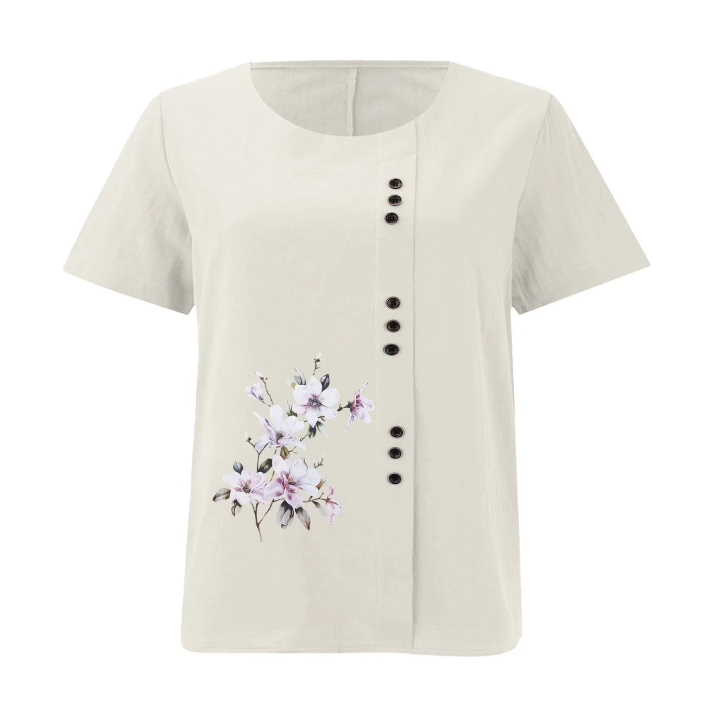 Cotton Linen T Shirt Women's Clothing Summer Retro Ladies Tops Tee Casual Loose Short Sleeve T-shirt Woman Ropa Blusas Tshirt