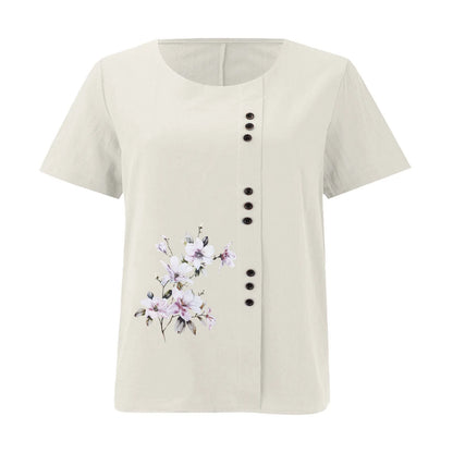 Cotton Linen T Shirt Women's Clothing Summer Retro Ladies Tops Tee Casual Loose Short Sleeve T-shirt Woman Ropa Blusas Tshirt