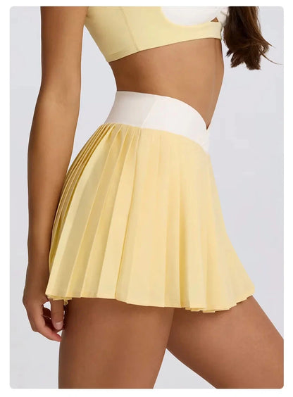 Sports Yoga Set 2 Pieces Women Tracksuit Sportswear Workout Running Clothing High Waist Short Skirt Sports Bra Athletic Wear