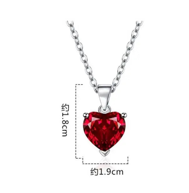 Natural Heart 1.57ct Citrine Sky Blue Topaz Garnet Emerald Pendant Necklace 925 Sterling Silver Women Colorful Birthstone Colar