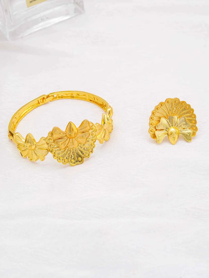 Dubai Fashion 24k Gold Plated Necklace Earrings Ring Bracelet Jewelry Sets for Women Wedding African Indian Jewellery