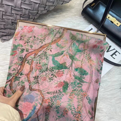 BYSIFA|New Black Pink Peony 100% Silk Shawl Scarf Women Chiffon Long Silk Scarves Cape Summer Foulard Winter Brand Scarves Wraps