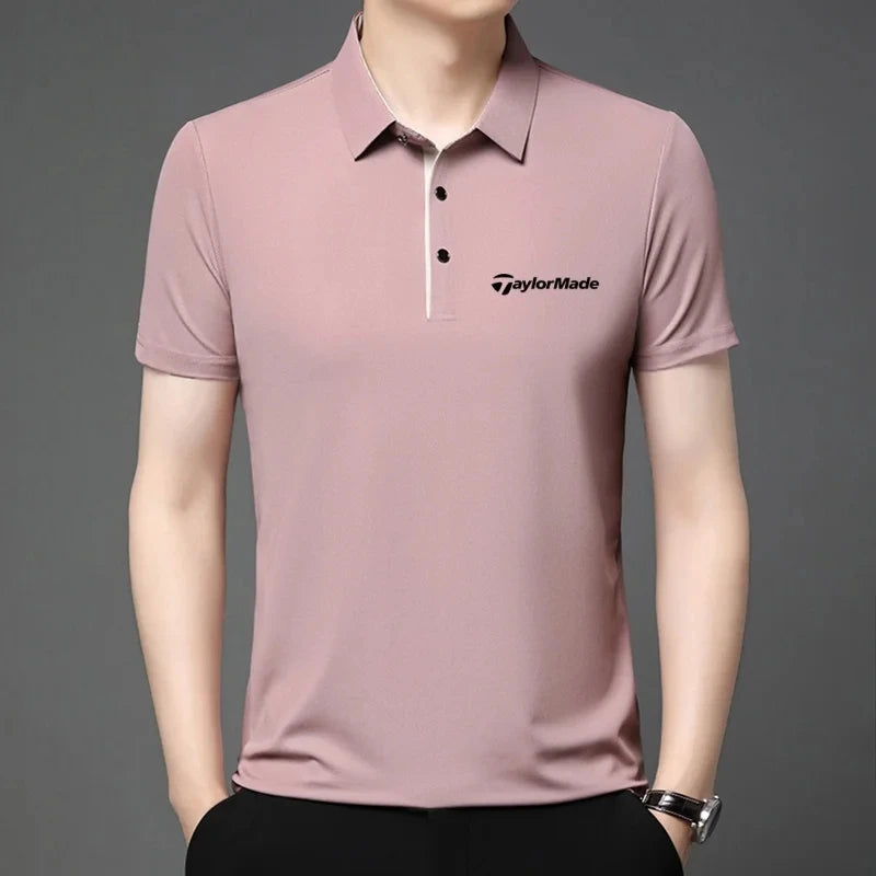 Fashionable Classic Men's Summer New Golf Collar Business Leisure Style Luxury Brand Letter Printed High end Leisure T-shirt