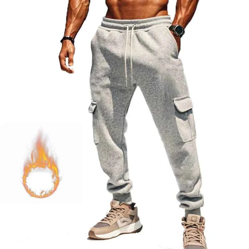 New autumn and winter velvet men's casual overalls multi-pocket pants large size sports casual trousers