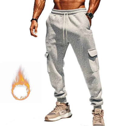 New autumn and winter velvet men's casual overalls multi-pocket pants large size sports casual trousers