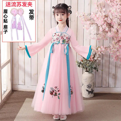 Summer Girls' Hanfu Dress Princess Costume Children's Dresses Kids Vintage Party Baby Girl Dress Cosplay Girls Clothes Vestidos