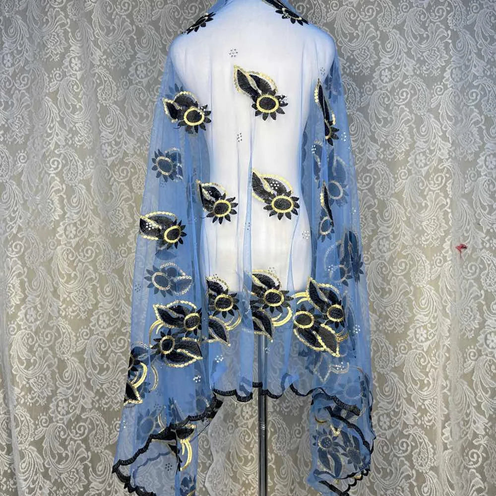 on sale 2025 New African Net Hijab Scarf For Muslim Women African Dubai Islam Headscarf Embroidery Shawls voile - AMULET RING STORE
