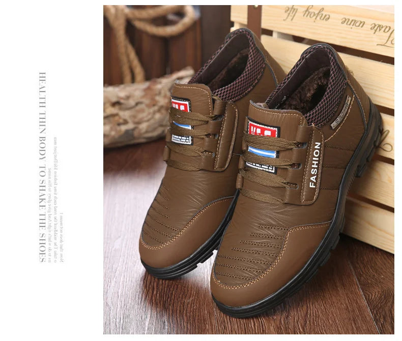 FUQIAO Hot Fur Men's Casual Shoes Warm Flats British Style Leather Footwear Comfort Non-slip Winter Boots Men Plus Size 46