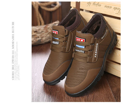 FUQIAO Hot Fur Men's Casual Shoes Warm Flats British Style Leather Footwear Comfort Non-slip Winter Boots Men Plus Size 46