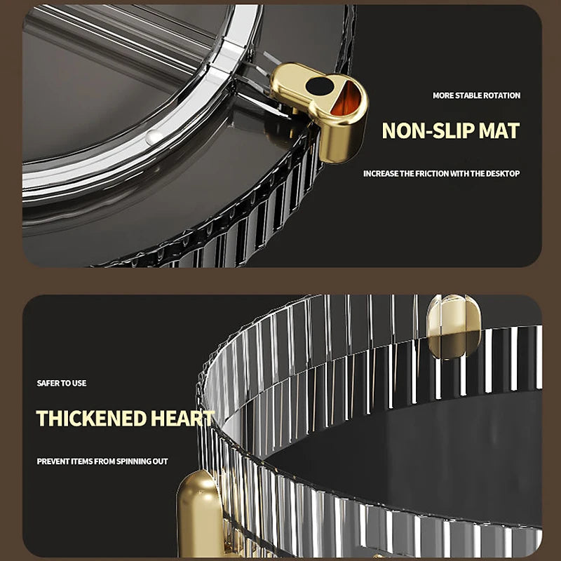 Kitchen Spice Rack Double Layer 360° Rotating Seasoning Holder Large Capacity Shelf Snacks Cosmetics Office Bathroom Storage - AMULET RING STORE