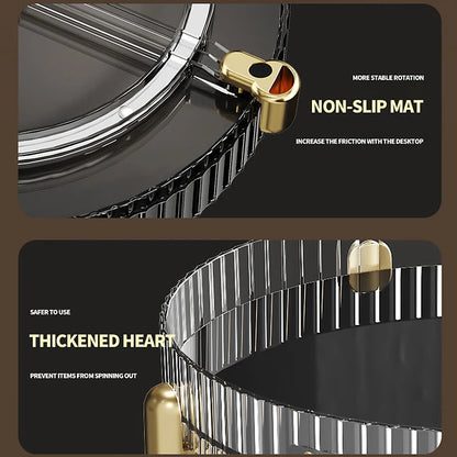 Kitchen Spice Rack Double Layer 360° Rotating Seasoning Holder Large Capacity Shelf Snacks Cosmetics Office Bathroom Storage - AMULET RING STORE