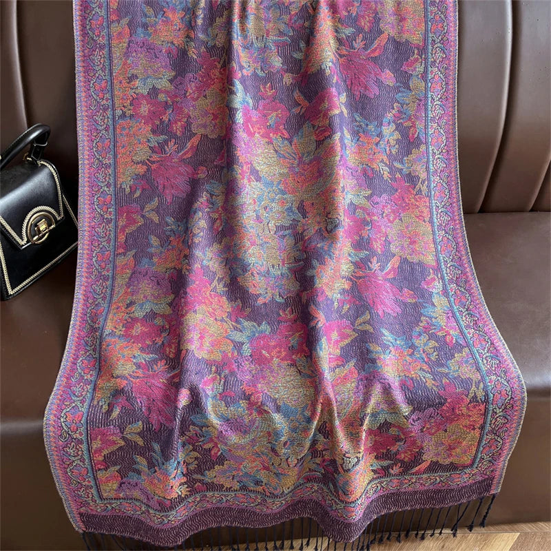 Elegant Ethnic Autumn Cashmere Shawl for Women Jacquard Pashmina Scarves Bufandas De Invierno Mujer Female Foulard Stoles Scarf - AMULET RING STORE