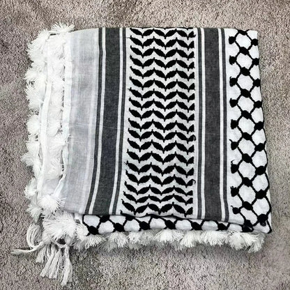 Tactical Cotton Shemagh Keffiyeh Hunting Outdoor Desert Scarf Neck Head Wrap with Tassel for Men Women for Cycling Camping CS - AMULET RING STORE