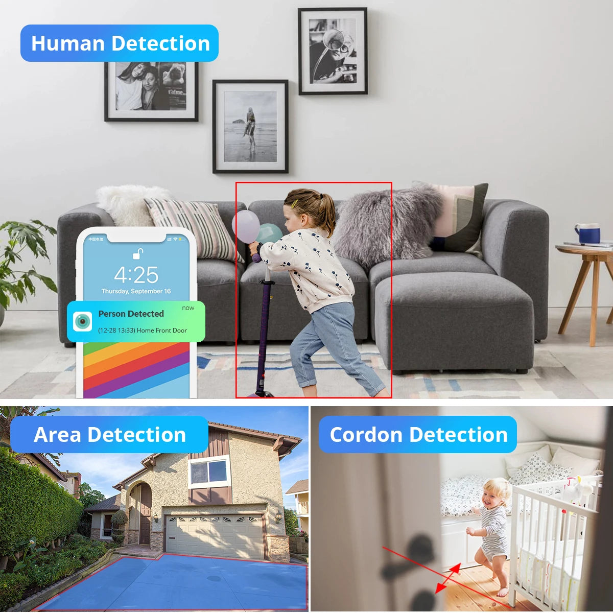 1080P WiFi Camera IP Surveillance Camera Security Baby Monitor 2MP CCTV Audio Video Color Night Vision AI Detect iCSee Mini Cam - AMULET RING STORE