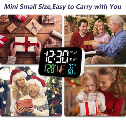 Tuya WiFi Desktop Clock Calendar Intelligent Thermometer Hygrometer with Digital LED Display Support WIFI Auto-Calibration