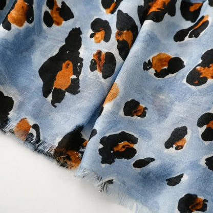 88*180cm Leopard Print Women Viscose Scarf Summer Beach Shawl Cotton Linen Feeling Tassel Pashmina Muslim Hijab Wrap Lady