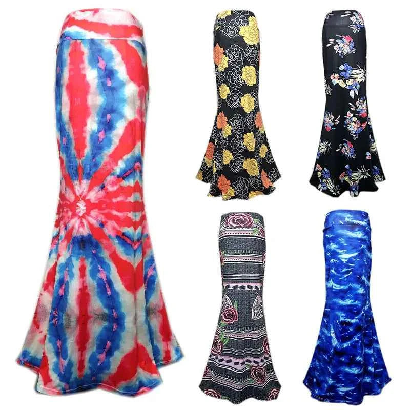 Spring Summer Maxi Skirts Womens Casual Print Women High Waist Stretch Wrapped Hip Skirt Long Y2k Skirts Woman Clothes Faldas