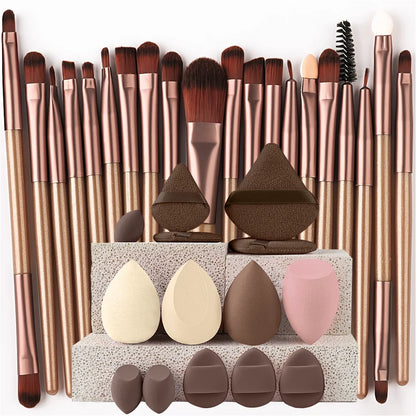 8/20Pcs Eye Makeup Brush Set Portable Soft Makeup Tool Eyeshadow Blending Detail Cosmetics Brush Kit with Makeup Egg Powder Puff - AMULET RING STORE