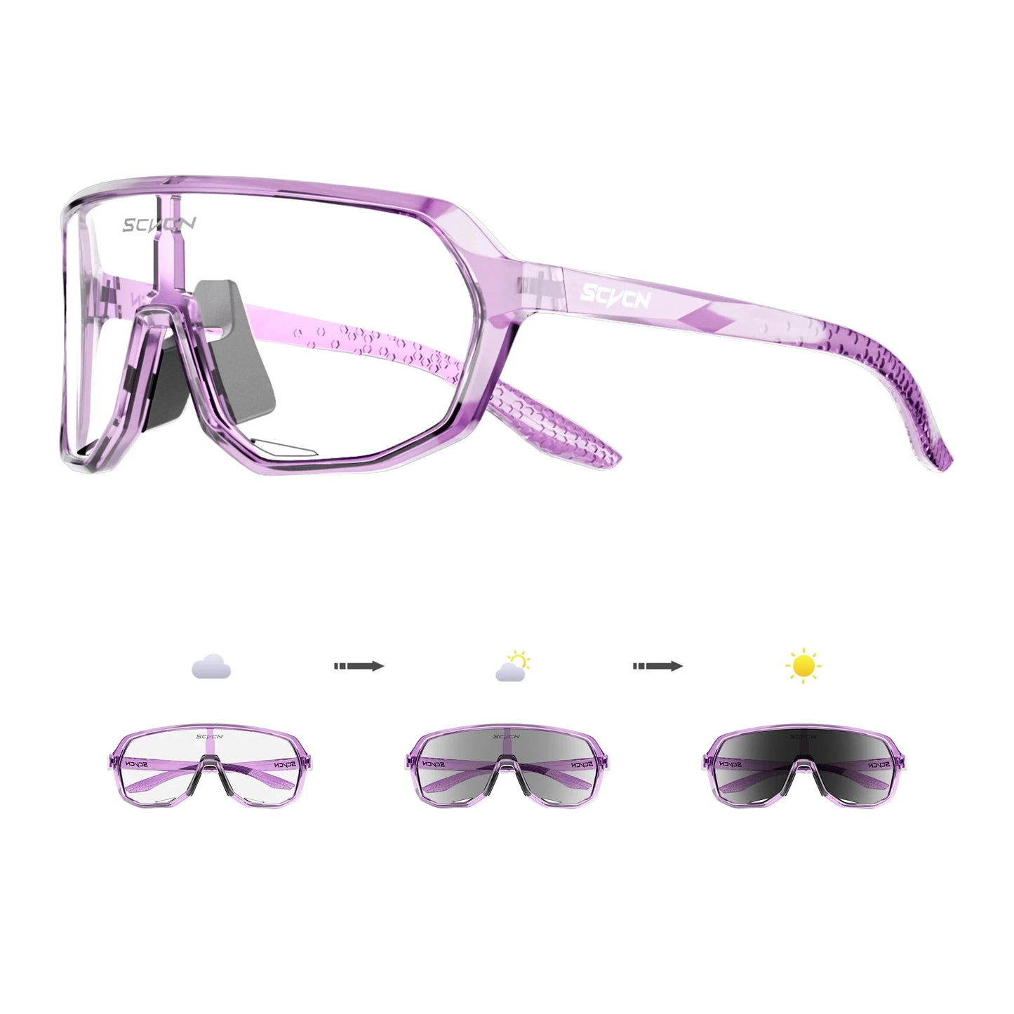 SCVCN Photochromic Cycling Glasses Men Women Clear Sports Sunglasses UV400 Protection for Cycling Running Baseball mtb