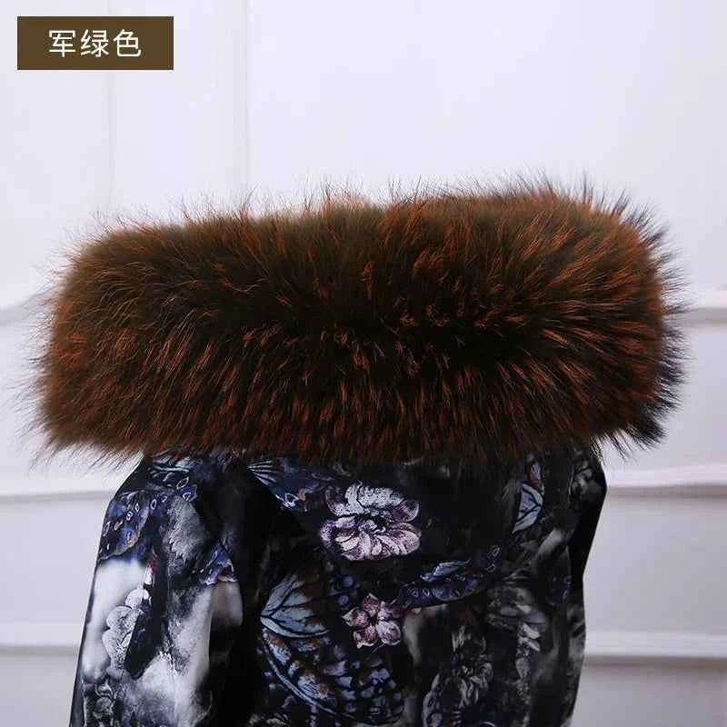 Raccoon Fur Collar 100% Real Fur Fashion Scarves For Ladies Neck Warmer Women Winter Natural Fur Scarf Decor White Fur Scarf