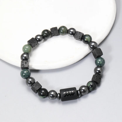 12 Zodiac Signs Natural Stone Bracelets Taurus Cancer Virgo Pisces Bracelets Ladies Men Couples Gift Bracelet aquarius