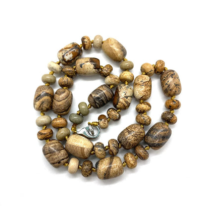 Natural Stone Malachite Lapis Lazuli Agate Necklace 10x14mm Cylindrical Beads 5x9mm Abacus Beads Ladies Necklace about 18 Inches - AMULET RING STORE