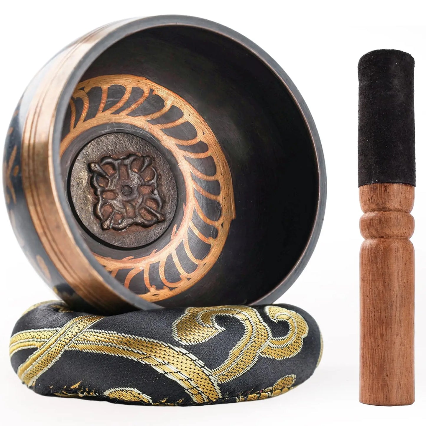 Tibetan Singing Bowl Set Lotus Unique Gift Helpful for Meditation Yoga Relaxation Chakra Healing Prayer and Mindfulness - AMULET RING STORE
