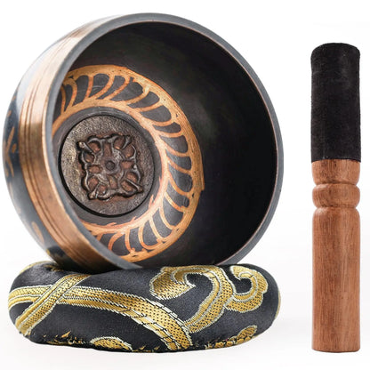 Tibetan Singing Bowl Set Lotus Unique Gift Helpful for Meditation Yoga Relaxation Chakra Healing Prayer and Mindfulness - AMULET RING STORE