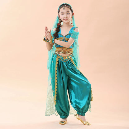 Children's Indian Princess Belly Dance Set Eastern Indian Dance Saree Girl